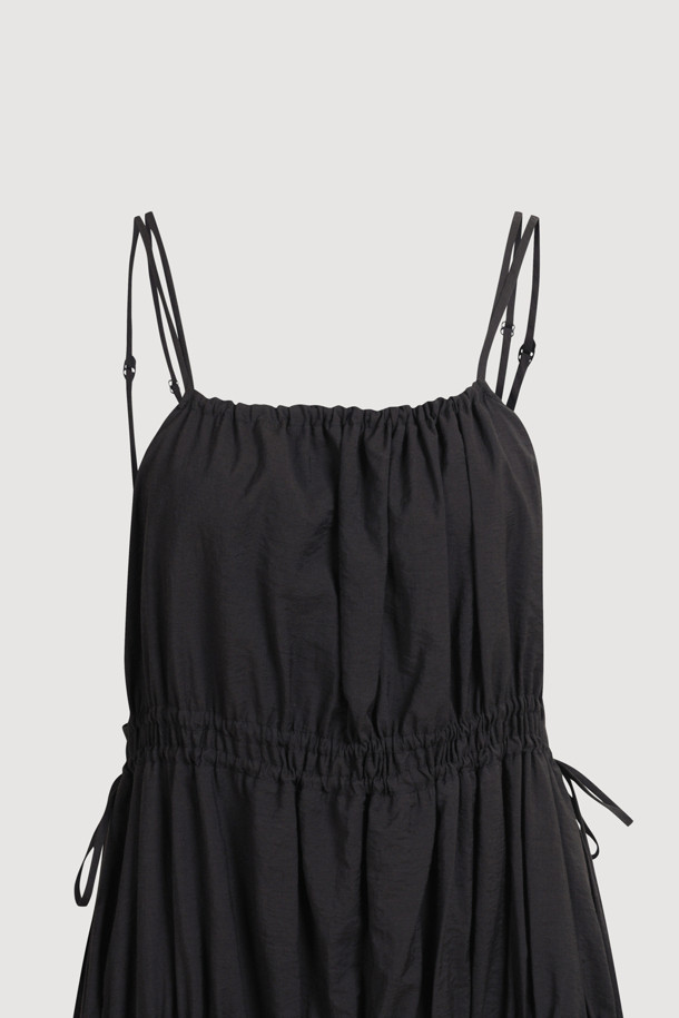 LUCKY CHOUETTE - 민소매 원피스 - [Atelier] Shirring Sleeveless Dress (black)