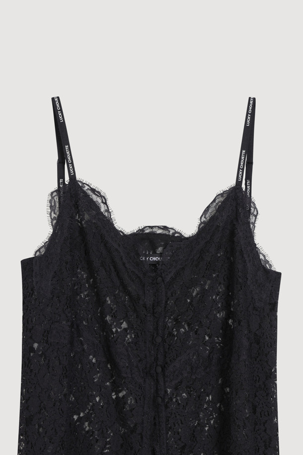 LUCKY CHOUETTE - 민소매 원피스 - [Holiday Edition] Lace Slip Dress (black)