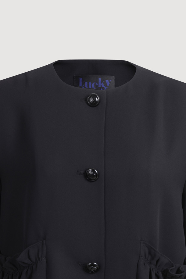 LUCKY CHOUETTE - 자켓 - Poly Half Sleeve Crop Jacket (black)