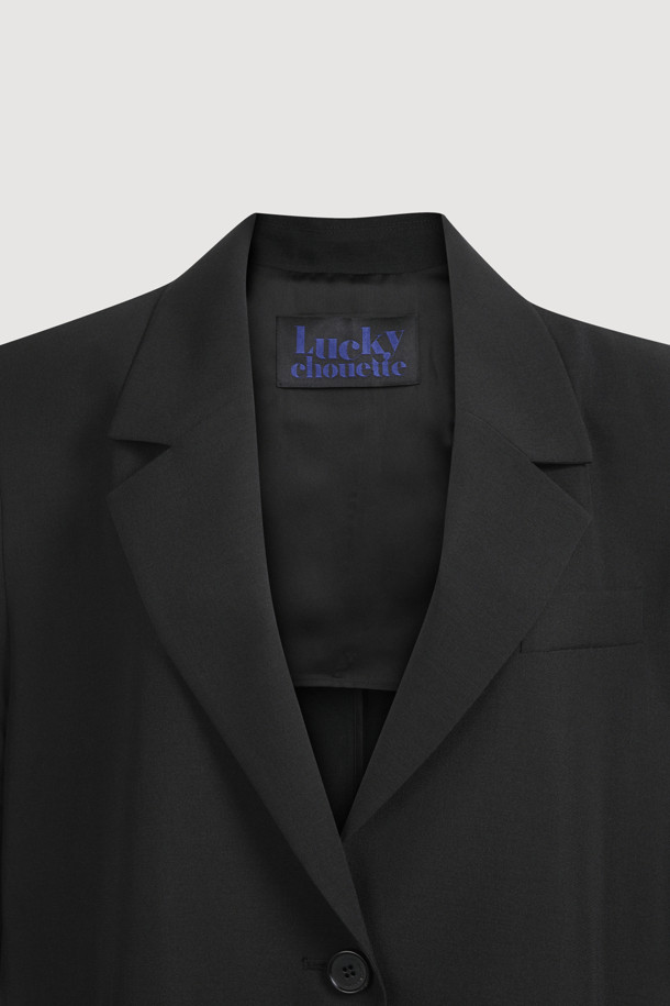 LUCKY CHOUETTE - 자켓 - [Re-Order] Poly Single Half Sleeve Jacket (dark black)
