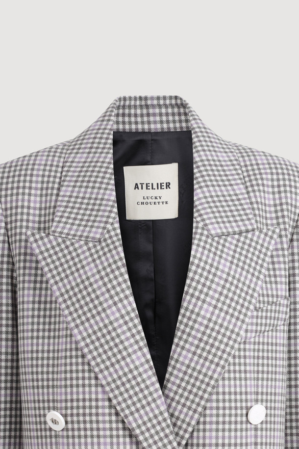 LUCKY CHOUETTE - 자켓 - [Atelier] Pocket Button Double Check Jacket  (beige)