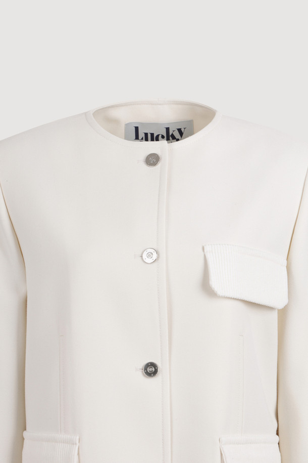 LUCKY CHOUETTE - 자켓 - Round Neck Jacket (ivory)