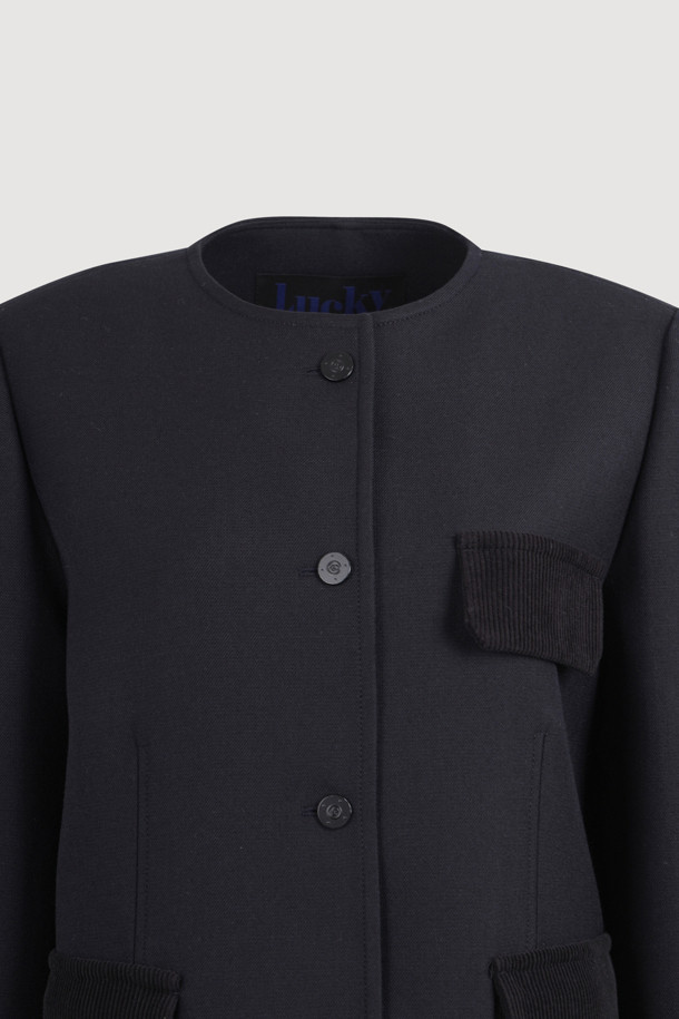 LUCKY CHOUETTE - 자켓 - Round Neck Jacket (dark navy)