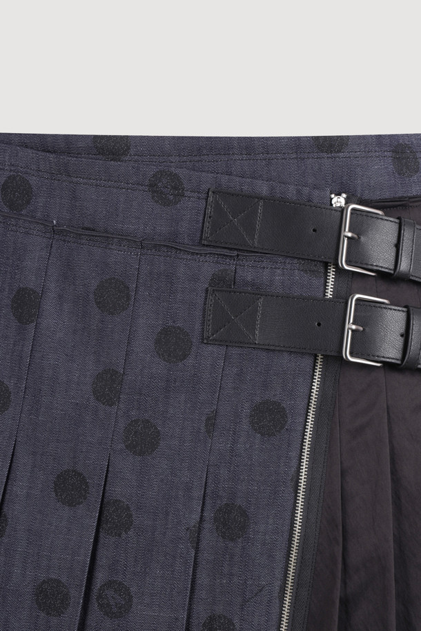 LUCKY CHOUETTE - 미디스커트 - [Atelier] Denim Like Dot Midi Skirt (dark navy)