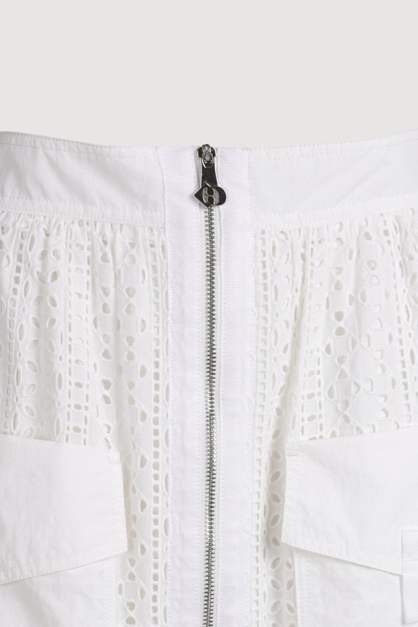 LUCKY CHOUETTE - 롱스커트 - [Atelier] Eyelet Lace Back Banding Long Skirt (white)