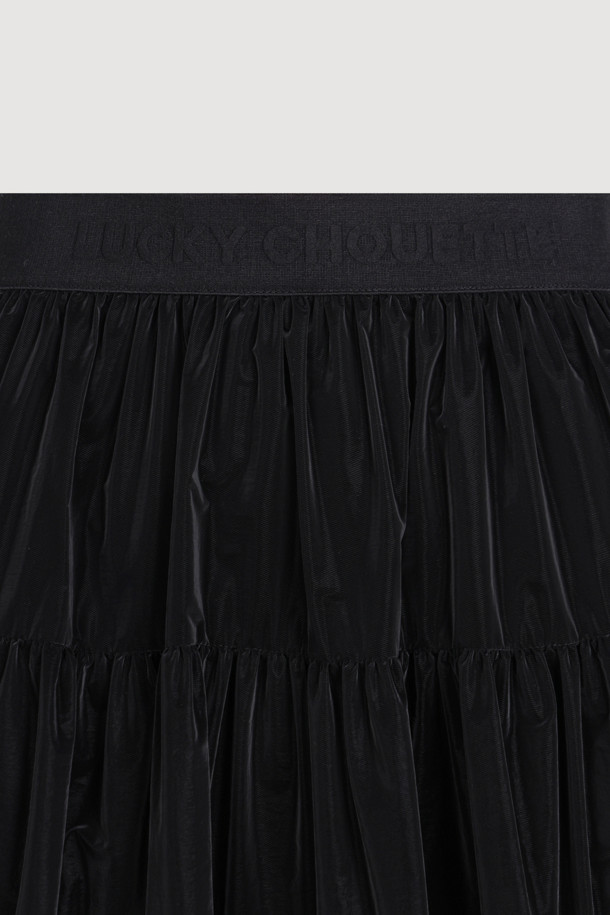 LUCKY CHOUETTE - 미디스커트 - [Holiday Edition] Pleated Point Banding Midi Skirt (dark black)