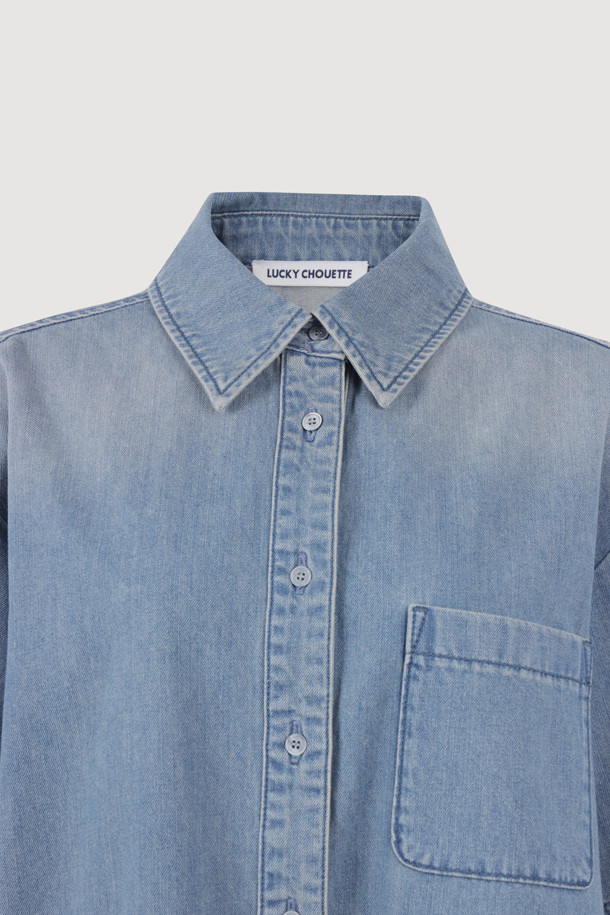 LUCKY CHOUETTE - 블라우스 - [Re-Order] Denim Shirt Blouse (blue)