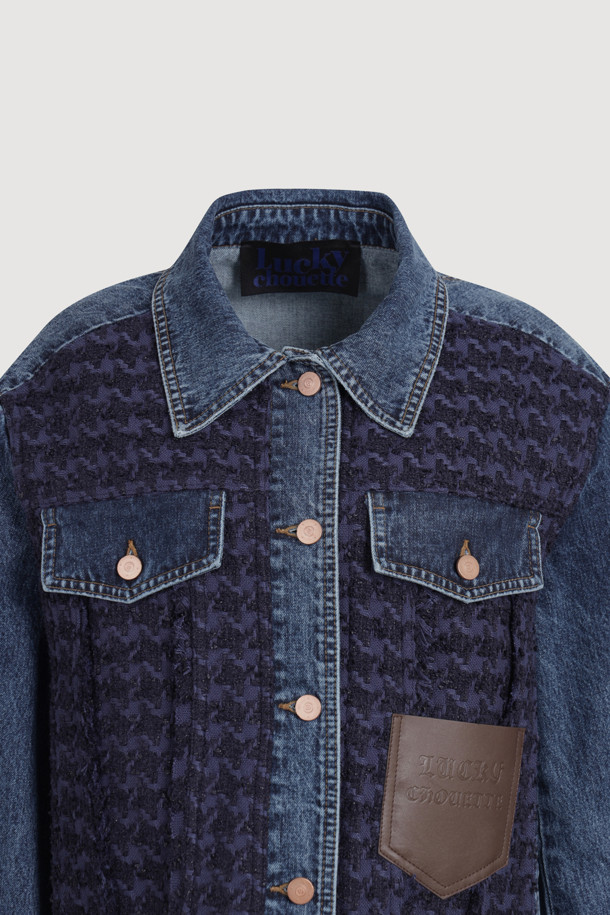 LUCKY CHOUETTE - 자켓 - Tweed MIX Denim Jacket (blue)