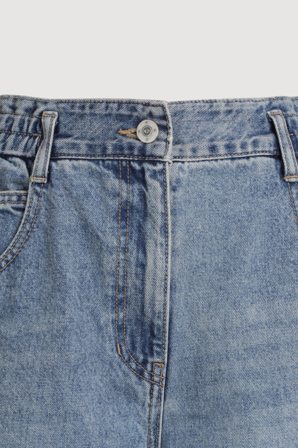 LUCKY CHOUETTE - 롱/미디팬츠 - Waist-banded Denim Pants (blue)