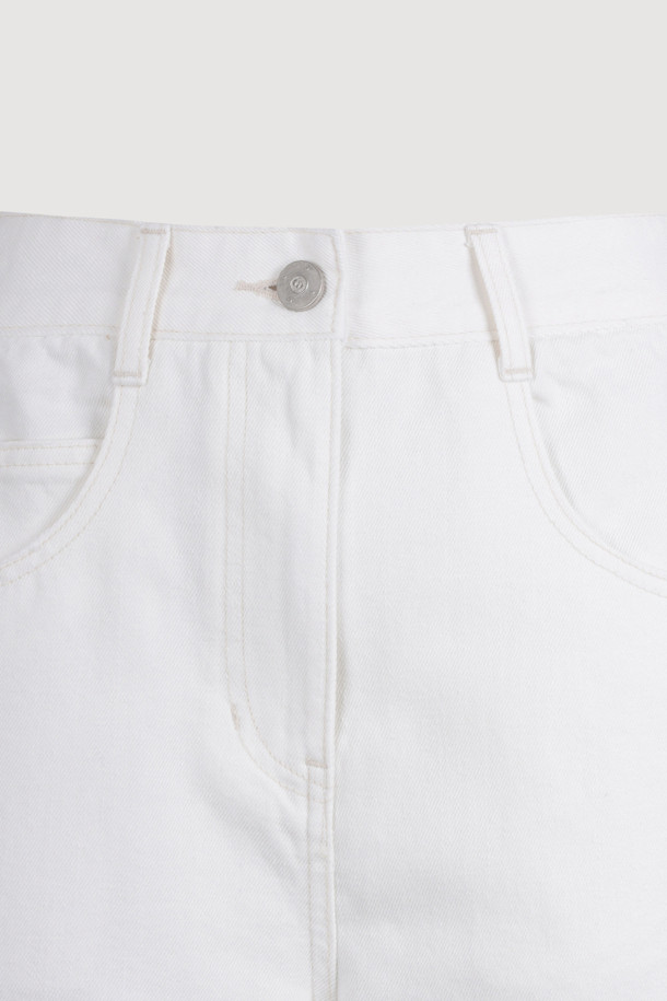 LUCKY CHOUETTE - 롱/미디팬츠 - Waist Coloring Cocoon Fit Denim Pants (ivory)