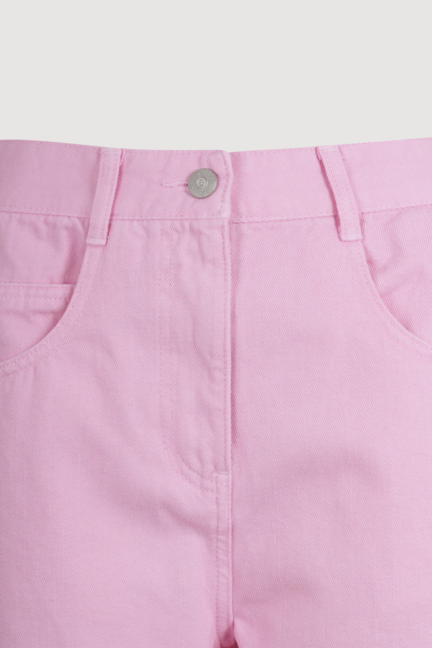 LUCKY CHOUETTE - 롱/미디팬츠 - Waist Coloring Cocoon Fit Denim Pants (pink)