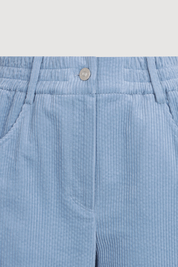 LUCKY CHOUETTE - 롱/미디팬츠 - [Holiday Edition] Side Color Corduroy Banding Pants (light blue)