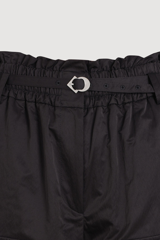 LUCKY CHOUETTE - 롱/미디팬츠 - Out Pocket Jogger Banding Pants (Fabric Belt) (black)