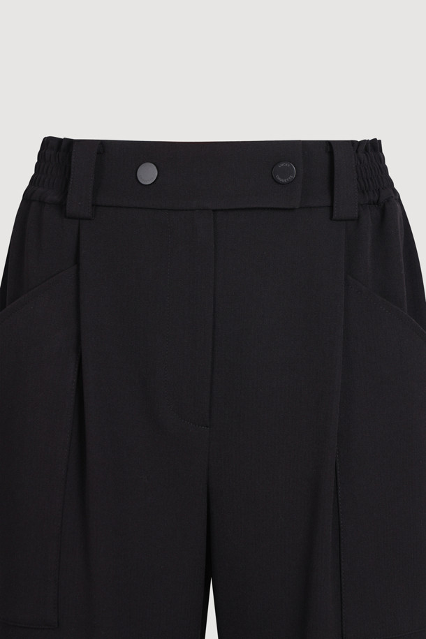 LUCKY CHOUETTE - 롱/미디팬츠 - Straight Back-banding Pants (black)