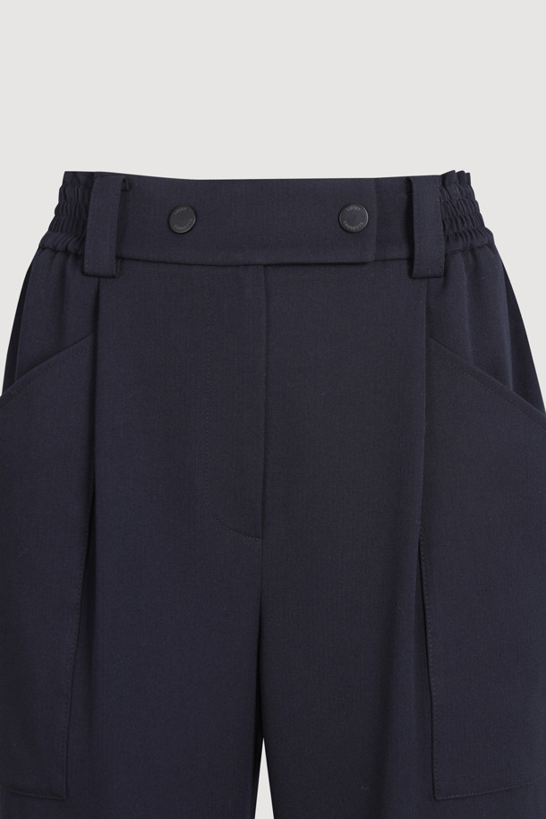 LUCKY CHOUETTE - 롱/미디팬츠 - Straight Back-banding Pants (dark navy)