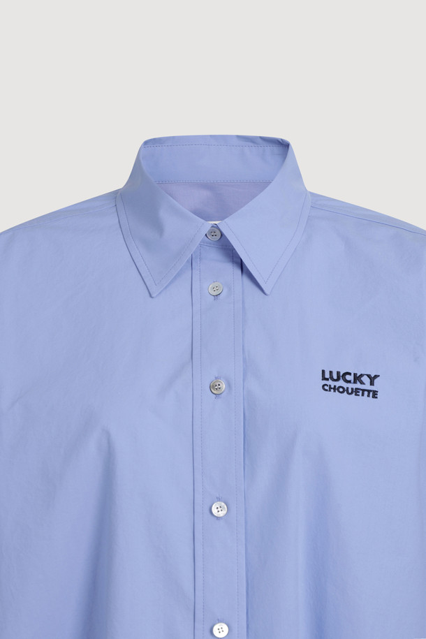 LUCKY CHOUETTE - 블라우스 - Embroidery Point Cotton Shirt Blouse (blue)