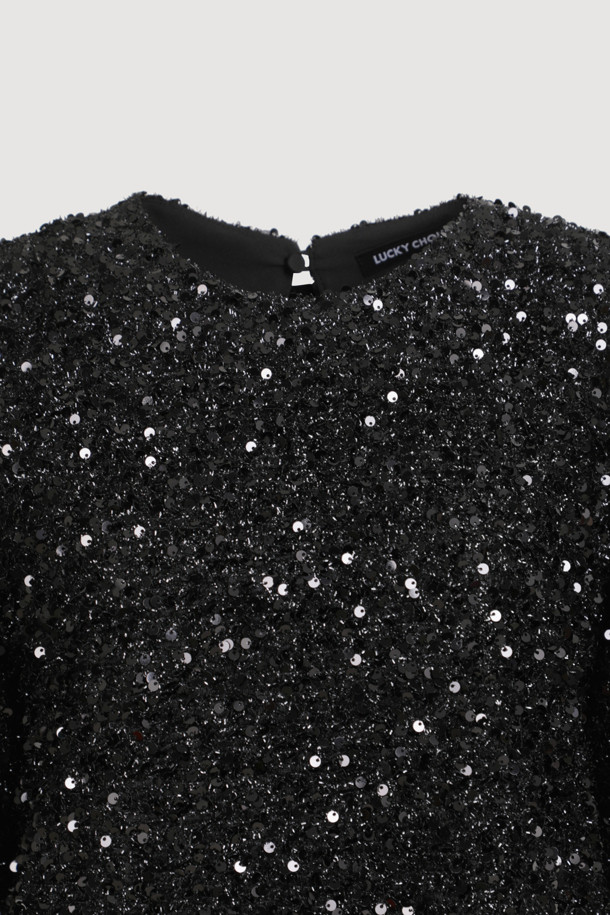 LUCKY CHOUETTE - 블라우스 - [Holiday Edition] Spangle Short Sleeve Blouse (black)