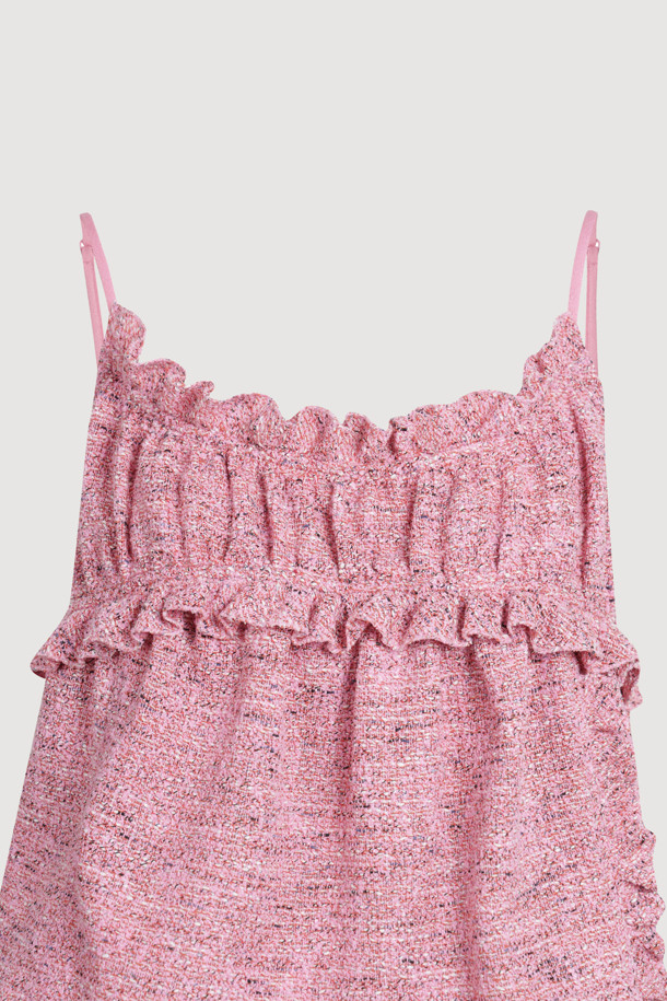 LUCKY CHOUETTE - 블라우스 - Tweed Bustier Blouse (pink)