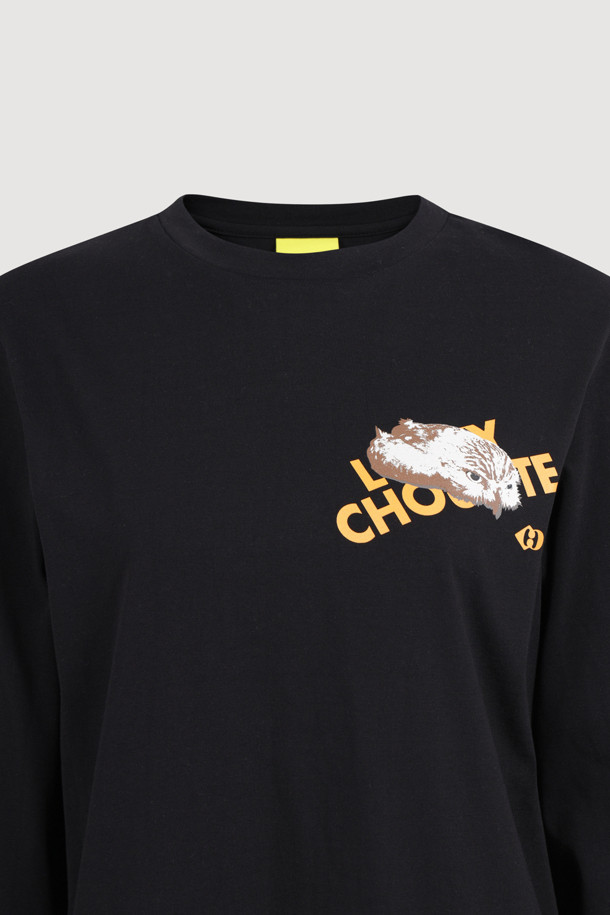 LUCKY CHOUETTE - 긴소매 티셔츠 - Chouette Point Basic Fit Long Sleeve T-shirt (black)