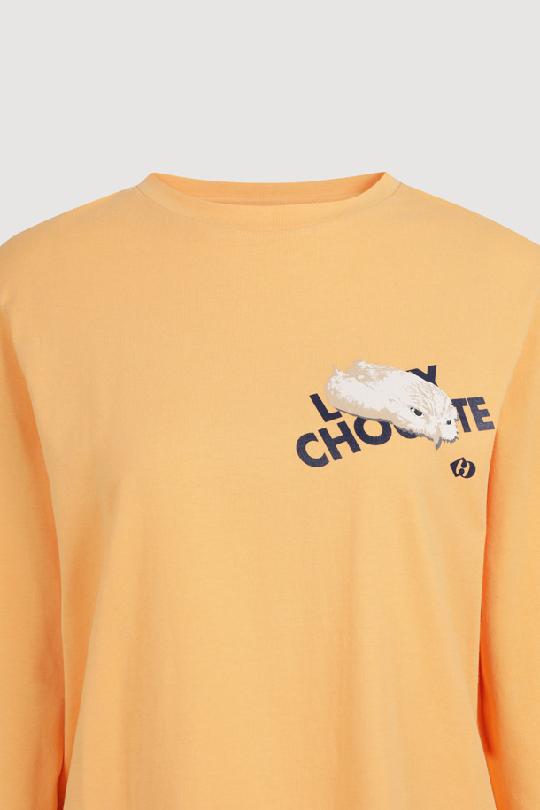 LUCKY CHOUETTE - 긴소매 티셔츠 - Chouette Point Basic Fit Long Sleeve T-shirt (orange)