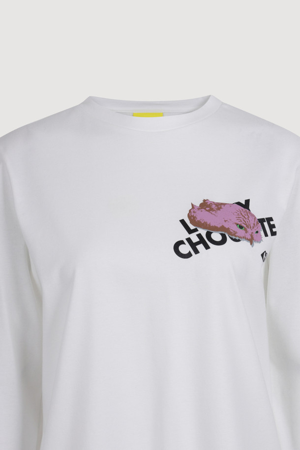 LUCKY CHOUETTE - 긴소매 티셔츠 - Chouette Point Basic Fit Long Sleeve T-shirt (white)