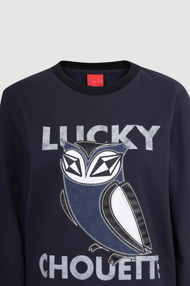 LUCKY CHOUETTE - 긴소매 티셔츠 - Chouette Point Long Sleeve T-shirt (dark navy)