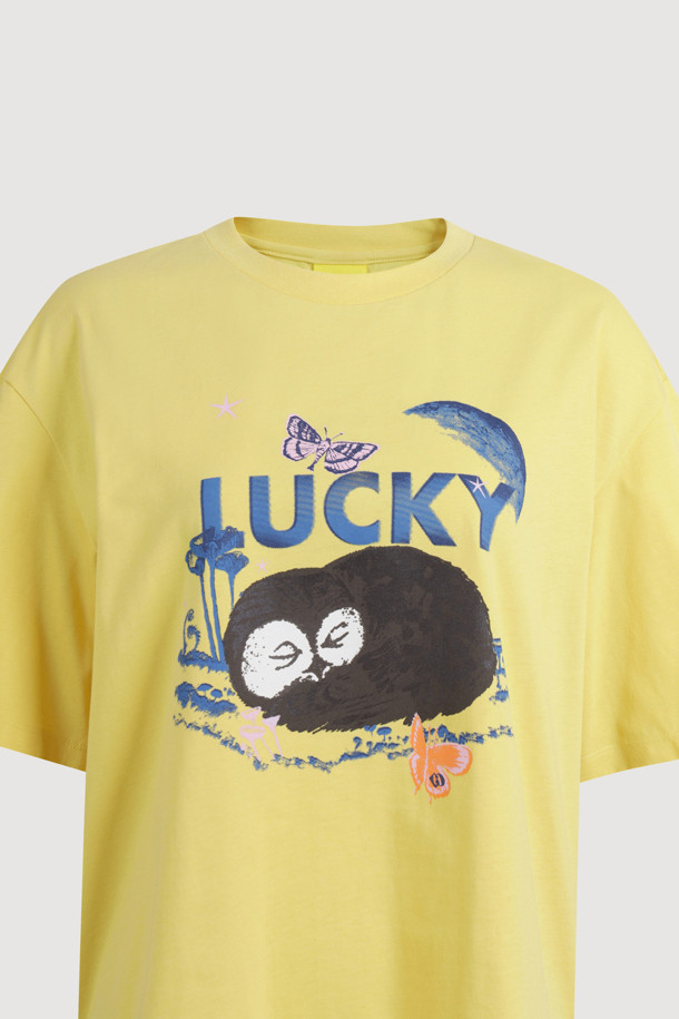 LUCKY CHOUETTE - 반소매 티셔츠 - Chouette Point Half Sleeve T-shirt (yellow)