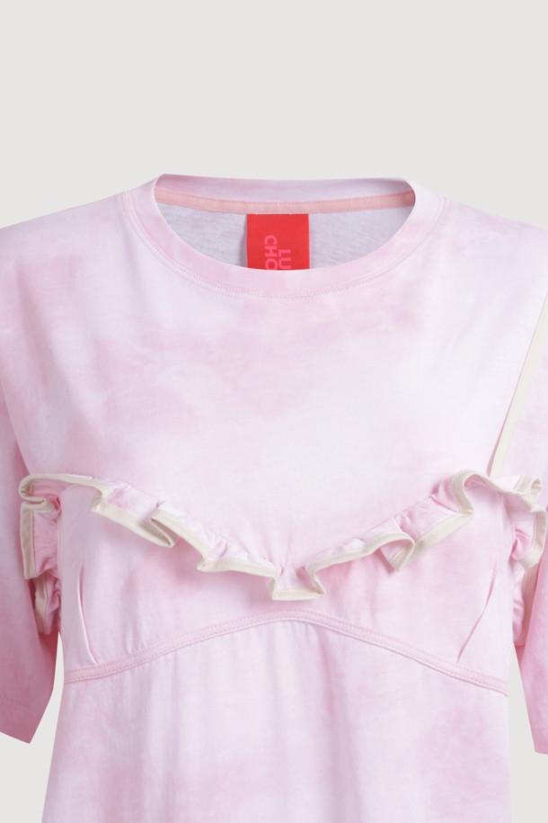 LUCKY CHOUETTE - 반소매 티셔츠 - Bustier Point Half Sleeve T-shirt (pink)