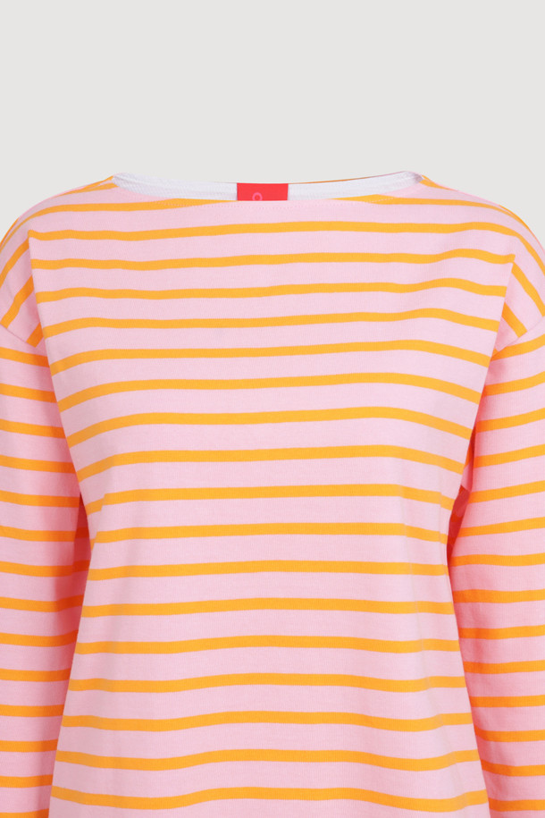 LUCKY CHOUETTE - 긴소매 티셔츠 - [Signature] Stripe Long Sleeve T-shirt (orange)