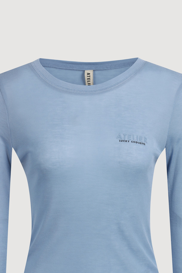 LUCKY CHOUETTE - 긴소매 티셔츠 - [Atelier] Mesh Slim Fit Long Sleeve T-shirt (blue)