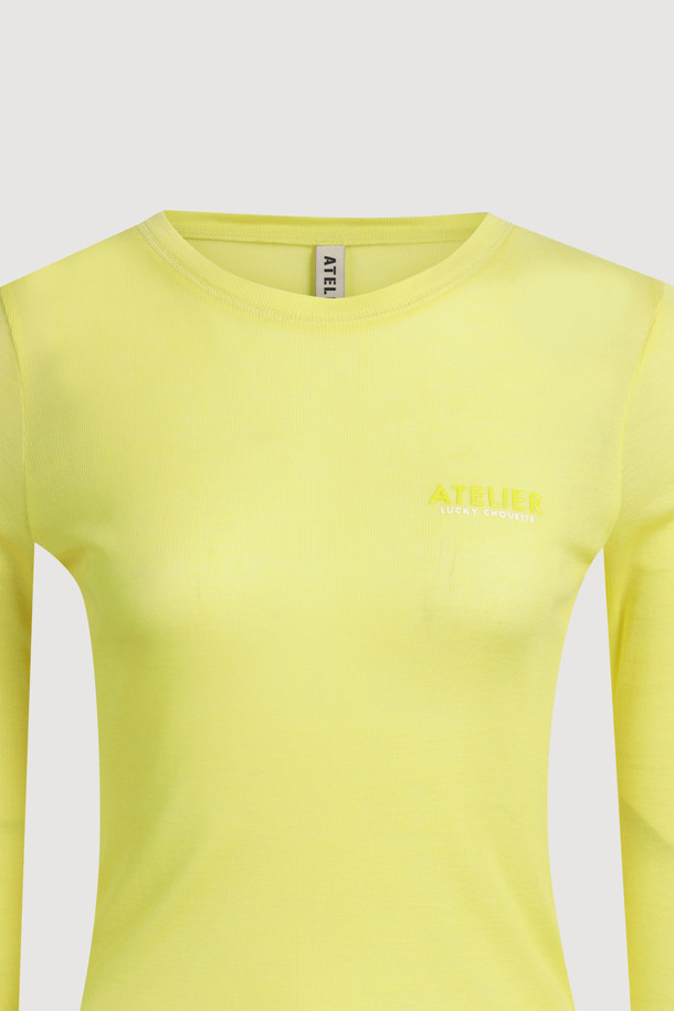 LUCKY CHOUETTE - 긴소매 티셔츠 - [Atelier] Mesh Slim Fit Long Sleeve T-shirt (yellow)