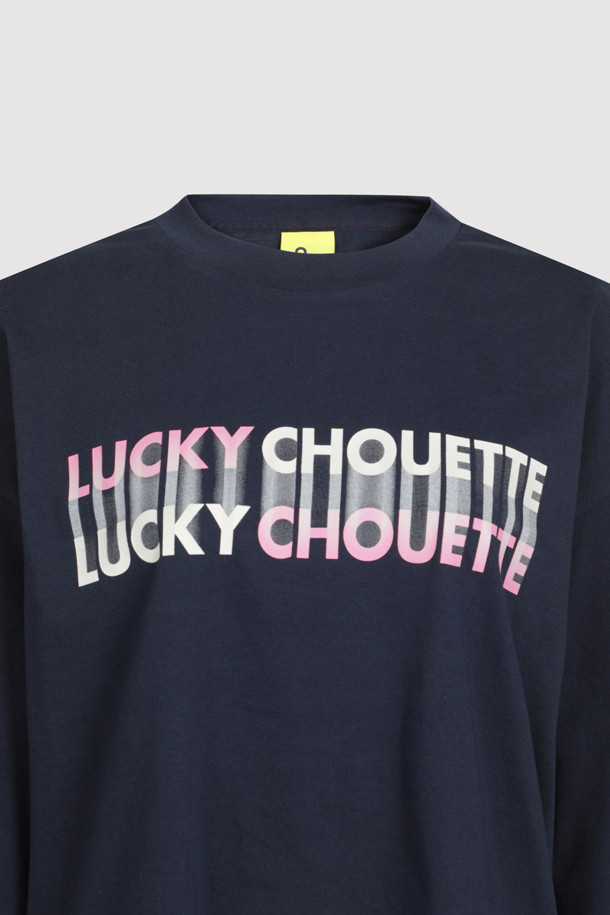 LUCKY CHOUETTE - 긴소매 티셔츠 - Printed Cropped Long-sleeved T-shirt (dark navy)