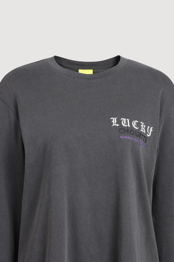 LUCKY CHOUETTE - 긴소매 티셔츠 - Pigment Loose-Fit Long-Sleeved T-shirt (dark grey)