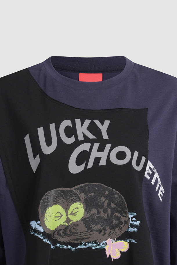 LUCKY CHOUETTE - 긴소매 티셔츠 - Coloring Point Long Sleeve T-shirt (dark navy)