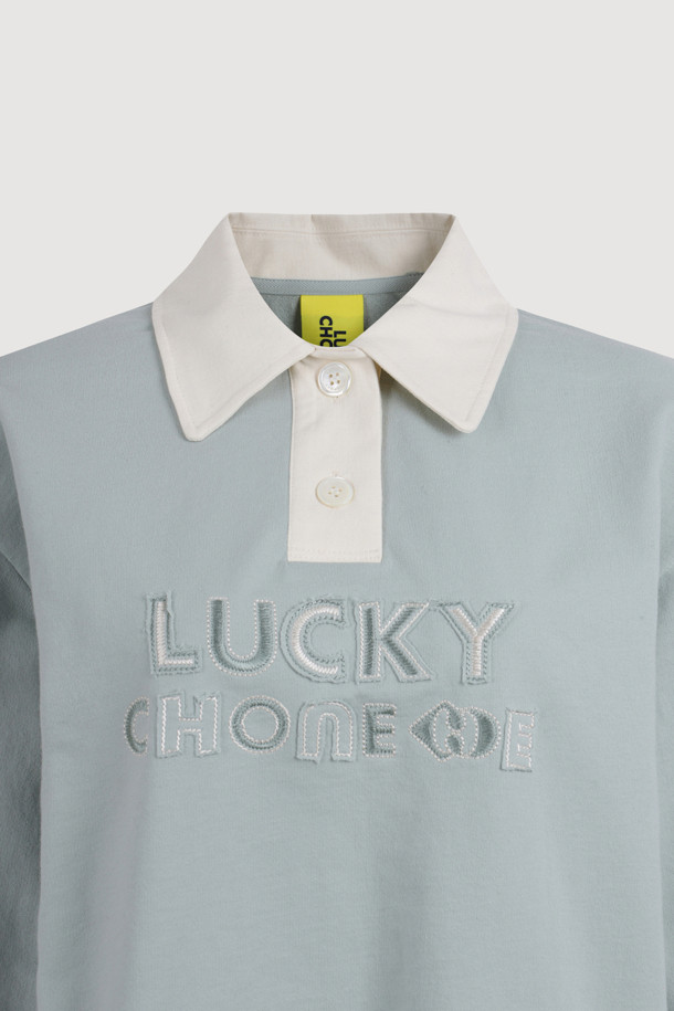 LUCKY CHOUETTE - 긴소매 티셔츠 - Embroidered Point Collar Long-sleeved T-shirt (mint)