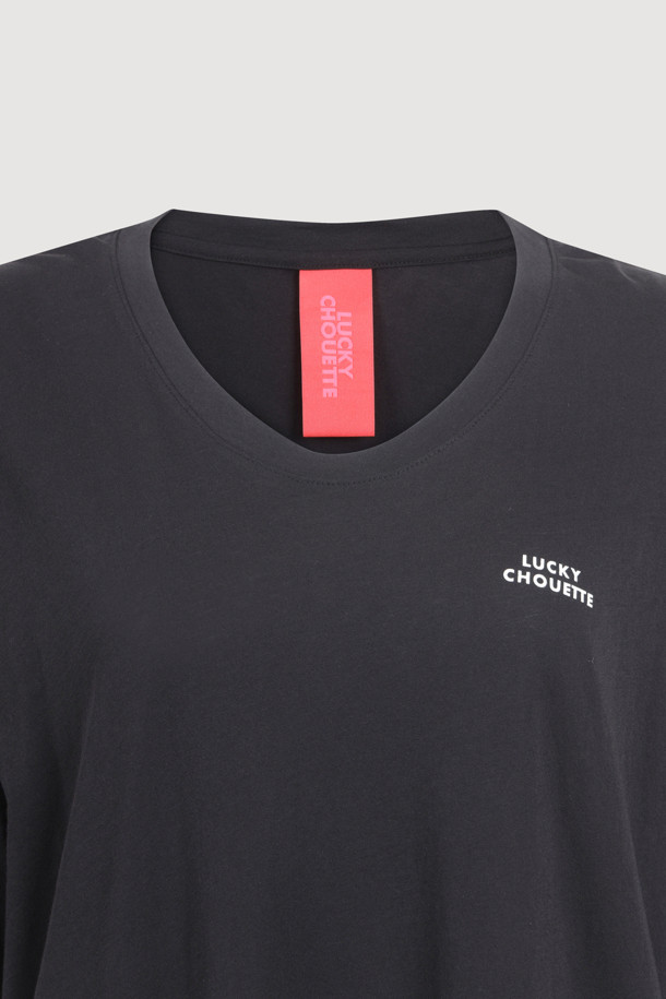 LUCKY CHOUETTE - 반소매 티셔츠 - Loose Fit Half Sleeve T-shirt (black)