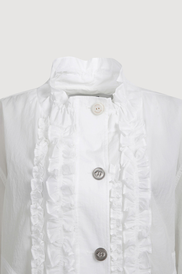 LUCKY CHOUETTE - 점퍼 - [Re-Order] Button Up Frill Jumper (white)
