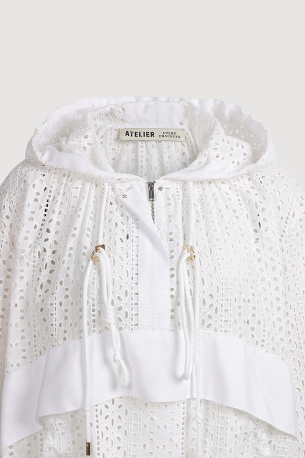 LUCKY CHOUETTE - 점퍼 - [Atelier] Check Hood Anorak Jumper (white)