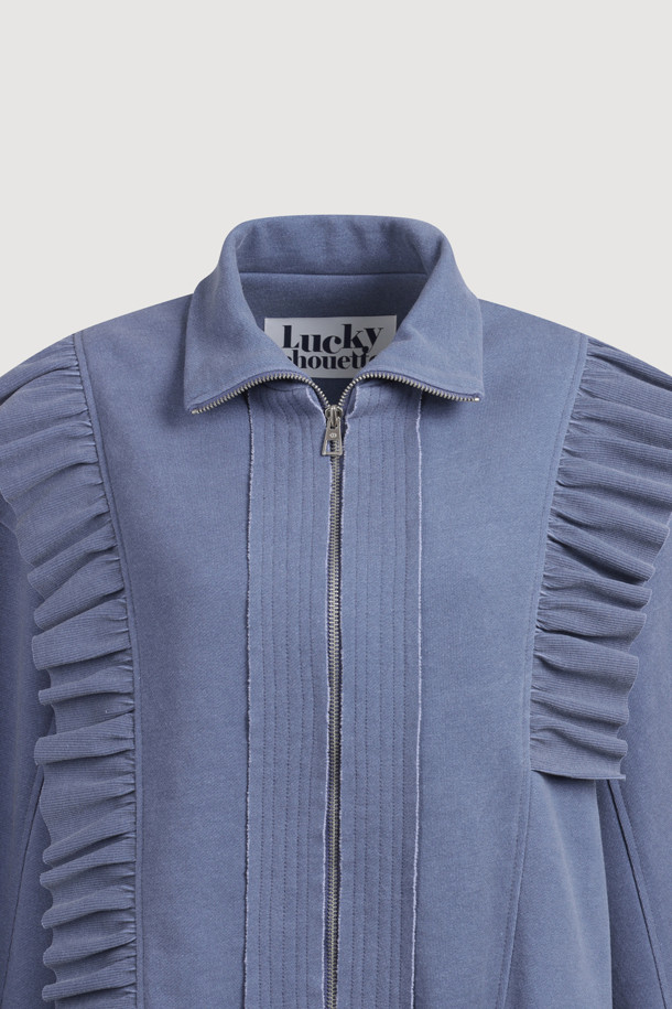 LUCKY CHOUETTE - 점퍼 - [Re-Order] Frill Colored Jersey Jumper (blue)