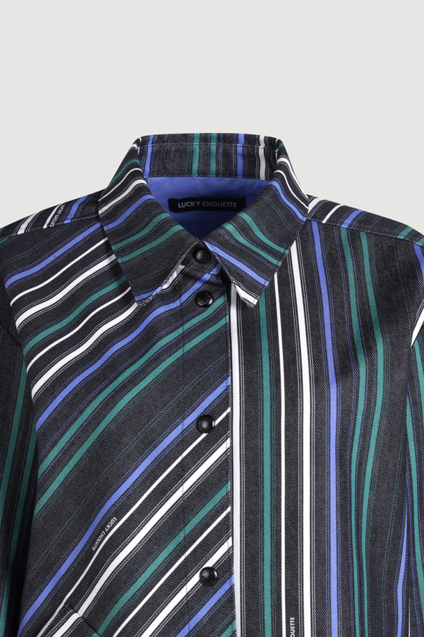 LUCKY CHOUETTE - 점퍼 - Striped Printed Shirt-type Jumper (multi color)