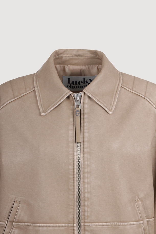 LUCKY CHOUETTE - 점퍼 - Vintage Fake Leather Jumper (light beige)