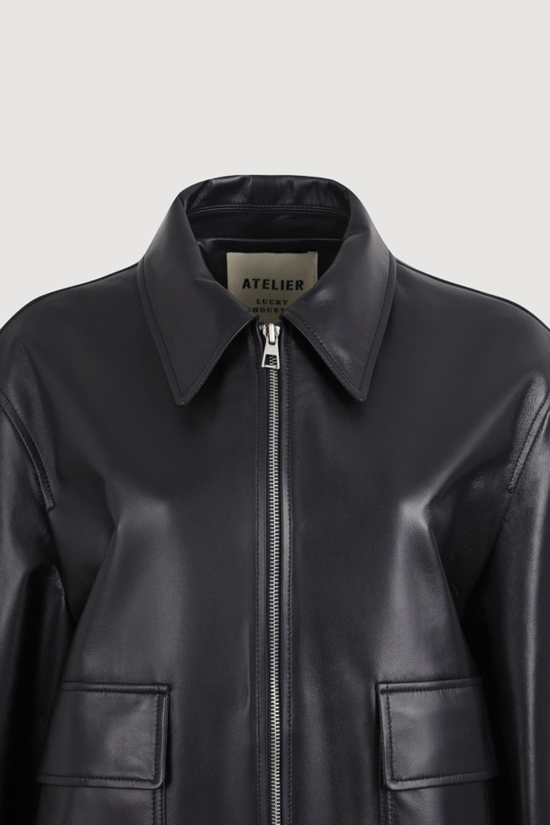 LUCKY CHOUETTE - 점퍼 - [Atelier] Work Jacket Real Leather Jumper (black)