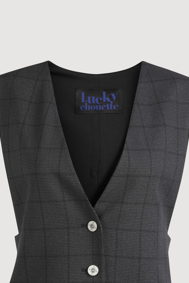 LUCKY CHOUETTE - 베스트 - Solid MIX Check Vest (dark grey)