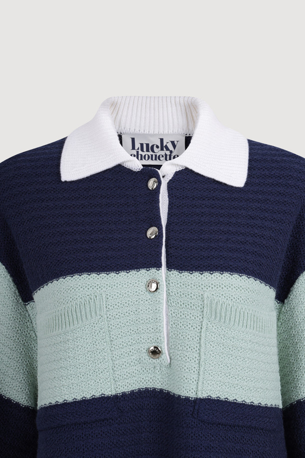 LUCKY CHOUETTE - 스웨터 - Stripe Terry Knit Pullover (navy)