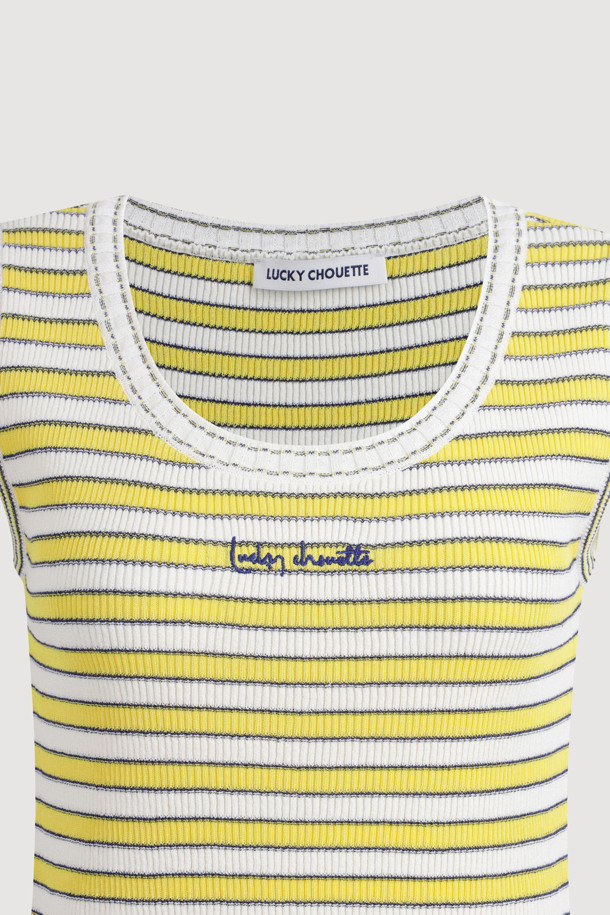 LUCKY CHOUETTE - 스웨터 - Stripe Knit Sleeveless Pullover (yellow)