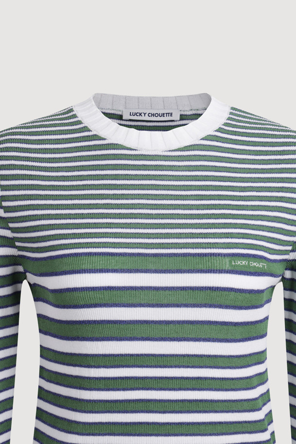 LUCKY CHOUETTE - 스웨터 - Stripe Slim Fit Pullover (green)