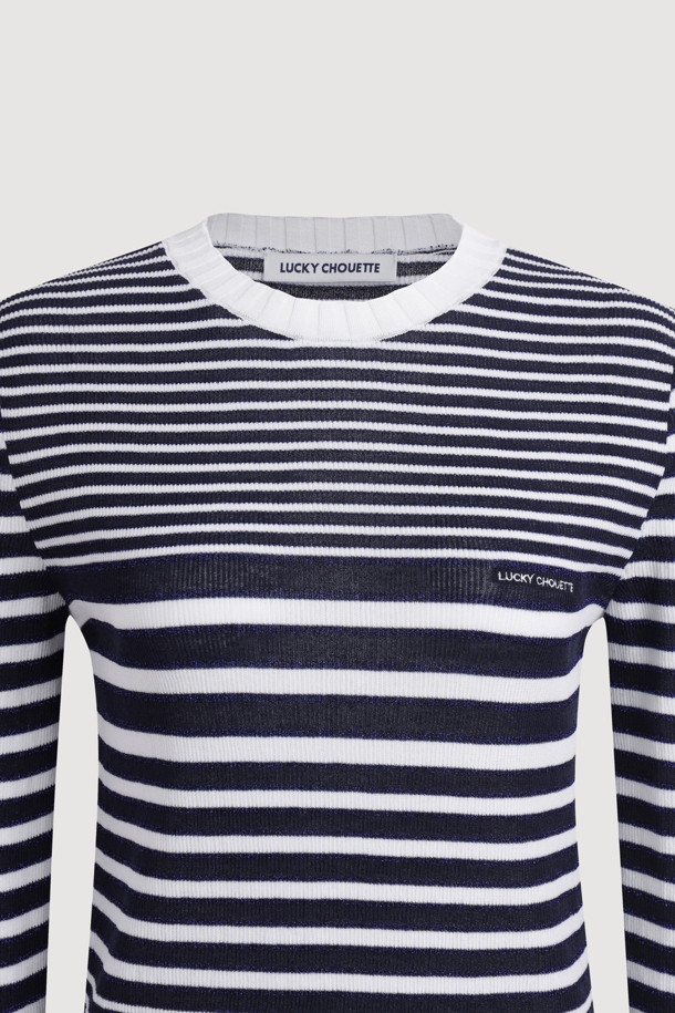 LUCKY CHOUETTE - 스웨터 - Stripe Slim Fit Pullover (dark navy)