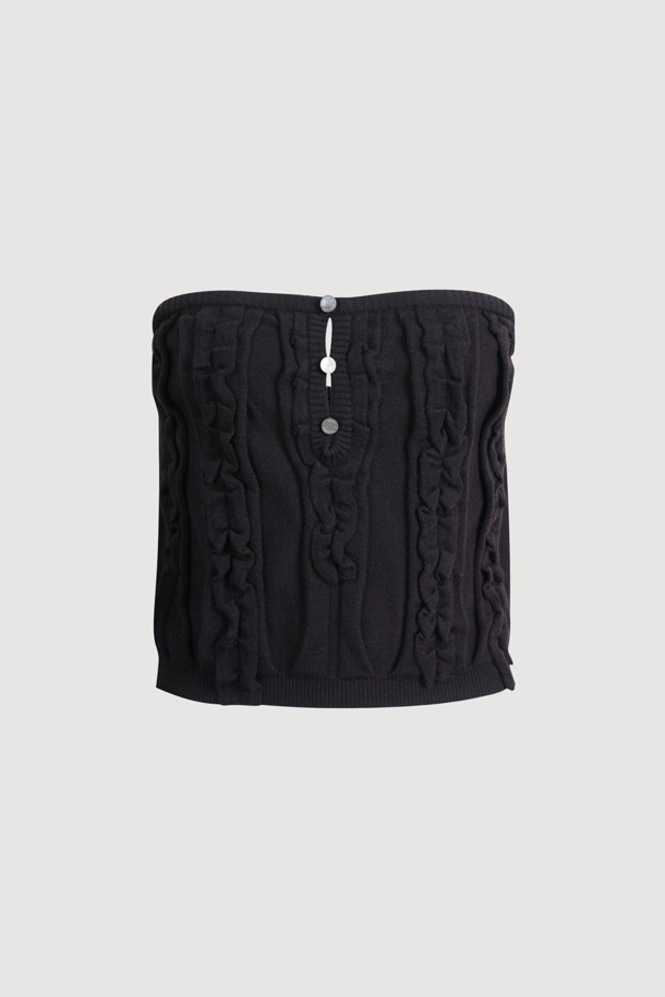 LUCKY CHOUETTE - 베스트 - Frill Detail Knit Vest (black)