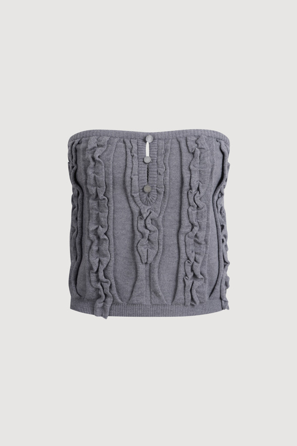 LUCKY CHOUETTE - 베스트 - Frill Detail Knit Vest (melange grey)