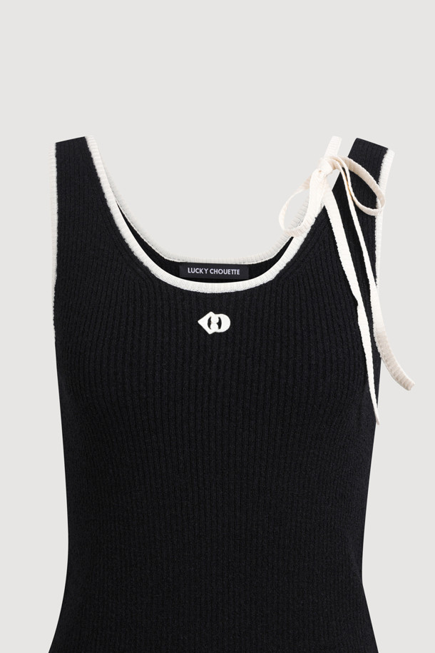 LUCKY CHOUETTE - 스웨터 - Color Line Sleeveless Pullover (black)